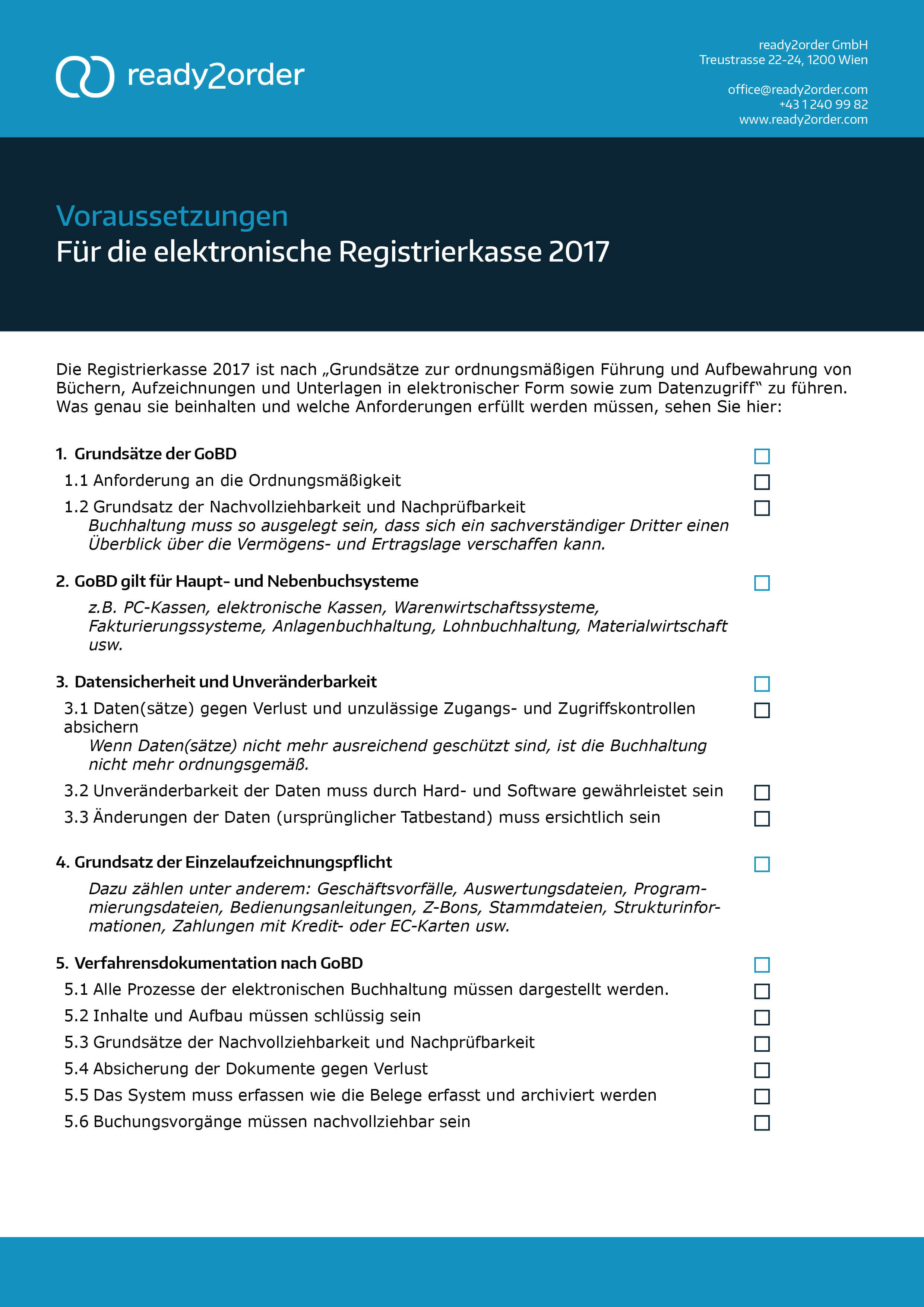 Registrierkasse 2017 - Anforderungen